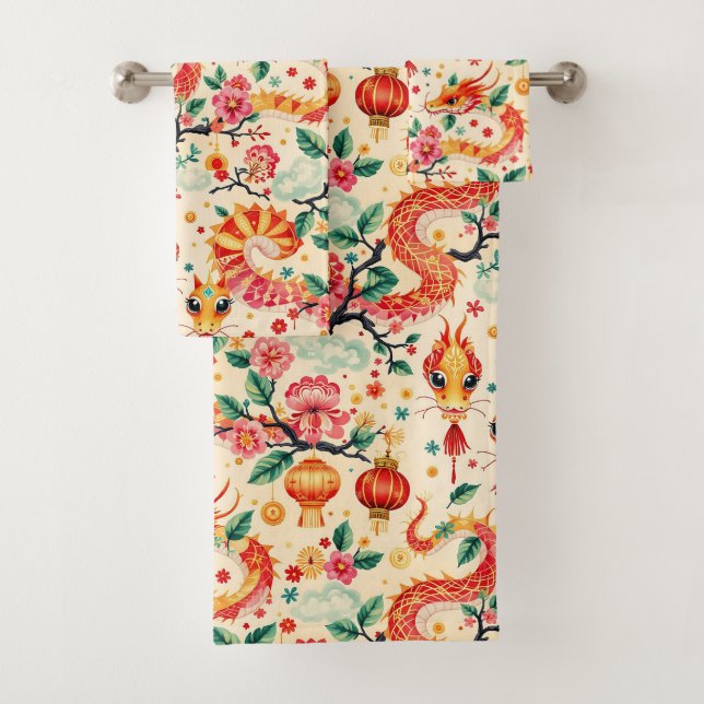 Conjunto De Toalhas Novo ano do Serpent Dreams Chiness (Insitu)