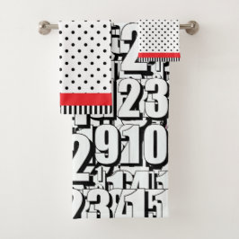Conjunto De Toalhas Números Crianças Pontos Brancos Pretos Vermelhos