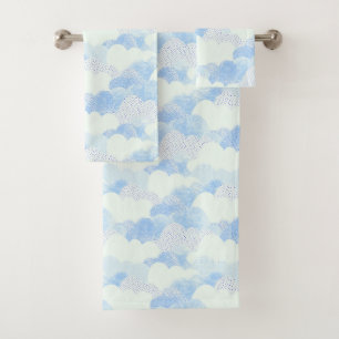Conjunto De Toalhas Nuvem de Chuva Abstrato Azul Patterada