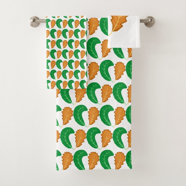 Conjunto De Toalhas O Coração da Natureza Folhas Verdes e Marrons (Insitu)