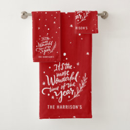 Conjunto De Toalhas O Natal Festivo Mais Maravilhoso Personalizado