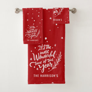 Conjunto De Toalhas O Natal Festivo Mais Maravilhoso Personalizado
