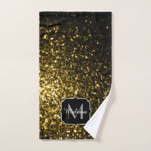 Conjunto De Toalhas O ouro amarelo bonito sparkles monograma