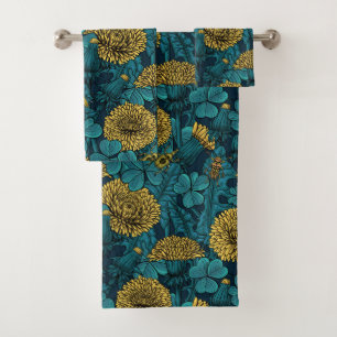 Conjunto De Toalhas O prado em amarelo e azul