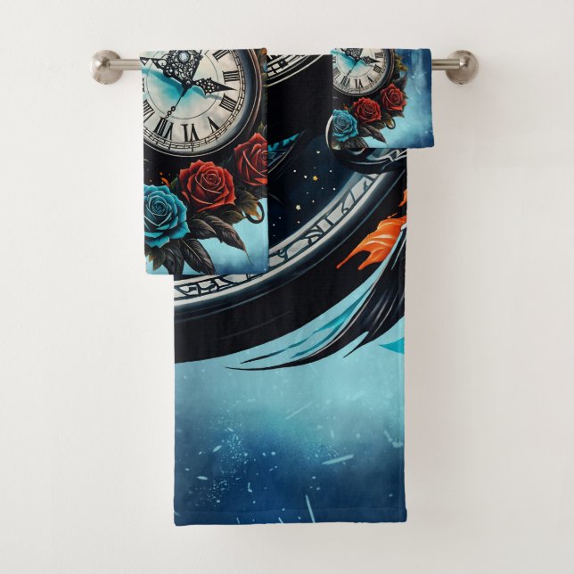 Conjunto De Toalhas O Relógio Na Mista do Infinito. (Insitu)