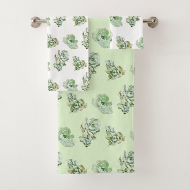 Conjunto De Toalhas O Succulent da aguarela planta o teste padrão (Insitu)