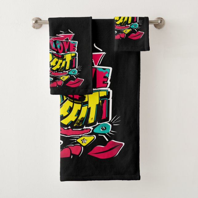 Conjunto De Toalhas O texto do grafite do Abstrato história em quadrin (Insitu)