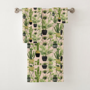Conjunto De Toalhas Oásis Interior Padrão de alinhamento vegetal