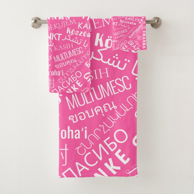 Conjunto De Toalhas Obrigado! - Multi-Language International - Rosa (Insitu)