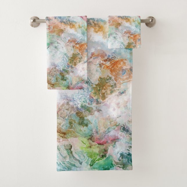 Conjunto De Toalhas Ocean Abstract Watercolor Grunge Pattern  (Insitu)