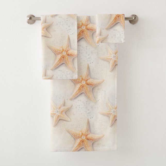 Conjunto De Toalhas Oceano Creme Peach Beach Starfish (Insitu)