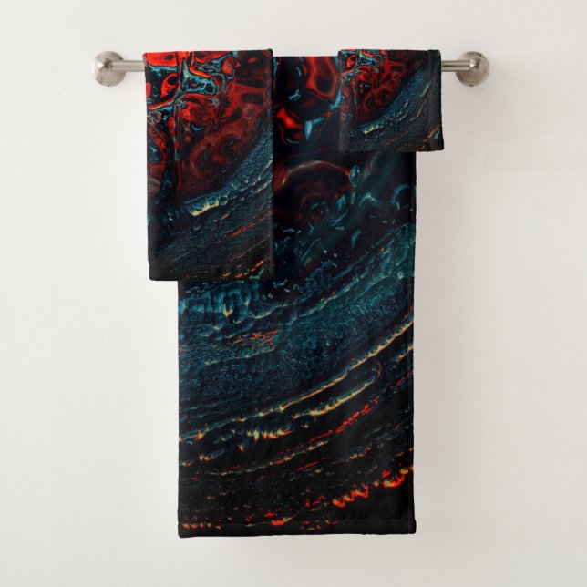 Conjunto De Toalhas Oceano Inferno - Brilho Vermelho (Insitu)