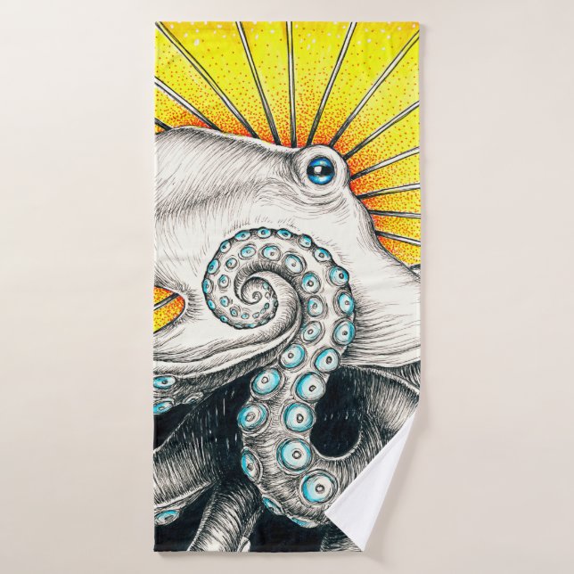 Conjunto De Toalhas Octopus Ink Yellow Tentacle (Toalha de Banho)