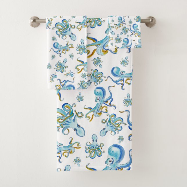 Conjunto De Toalhas Octopus Pattern Towel (Insitu)