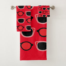 Conjunto De Toalhas Óculos de Sol Preto Vermelho Padrão