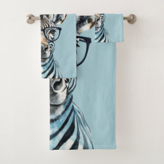 Conjunto De Toalhas Óculos de Visto Zebra engraçados