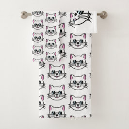 Conjunto De Toalhas Óculos Pretos Vestidos de Gatos Brancos / Óculos e