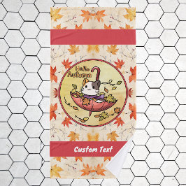 Conjunto De Toalhas Olá outono, Gato Bonito Senta-se no Guarda-chuvas