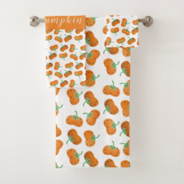 Conjunto De Toalhas Olá Pumpkin Fall Patterno Laranja Verde