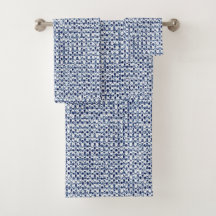 Olhar azul geométrico de matéria têxtil da