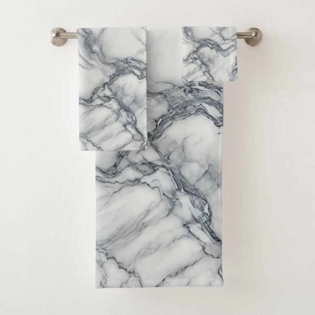 Conjunto De Toalhas Olhar de mármore cinza e branco chique glamour (Insitu)