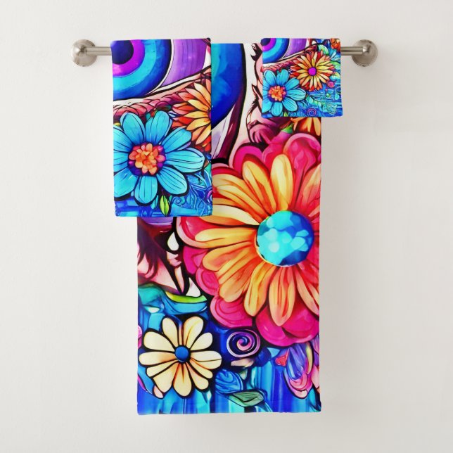 Conjunto De Toalhas Olhar Floral Hipnótico (Insitu)