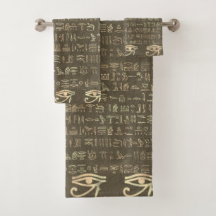 Conjunto De Toalhas Olho Dourado dos Hieroglifos Egípcios de Ra