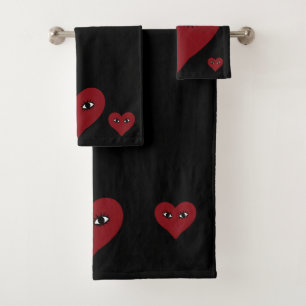 Conjunto De Toalhas Olhos do Coração Vermelho