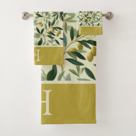 Conjunto De Toalhas Olive Branch Monogram Initial