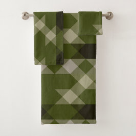 Conjunto De Toalhas olive green geometric pattern
