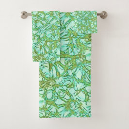 Conjunto De Toalhas Olive on Mint Abstrato