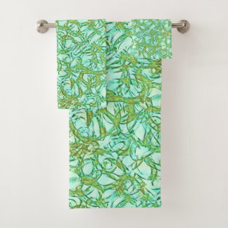 Conjunto De Toalhas Olive on Mint Abstrato