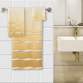 Conjunto De Toalhas Onda de Marfim Dourado Ensolarado