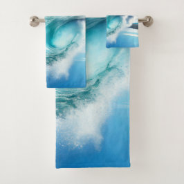 Conjunto De Toalhas Onda do Oceano Azul Poderosa Calmante