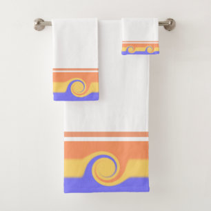 Conjunto De Toalhas Ondas Abstratas em Cores Pastéis sobre Branco