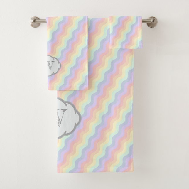 Conjunto de Toalhas Ondas Arco-Íris Pastel (Insitu)