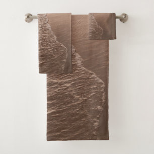Conjunto De Toalhas Ondas da Costa do Caribe em Sepia 1