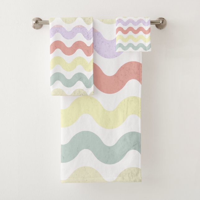 Conjunto De Toalhas Ondas de Cores (Pastéis) (Insitu)