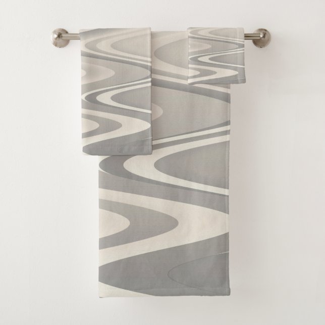 Conjunto De Toalhas Ondas de textura de tons brancos (Insitu)