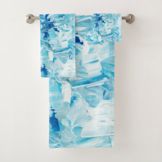 Conjunto De Toalhas Ondas de Tinta Azul abstrato