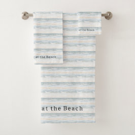Conjunto De Toalhas Ondas do Oceano Azul Creme na Praia
