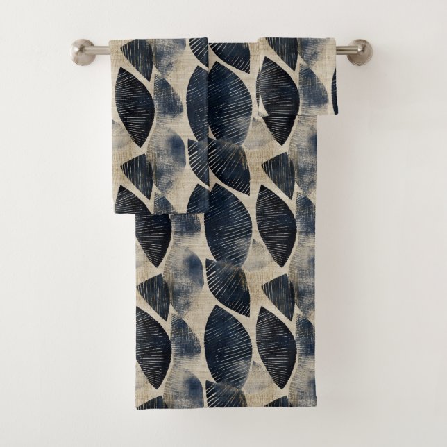 Conjunto De Toalhas Ondas efêmeras de Seda Shibori Japonês (Insitu)