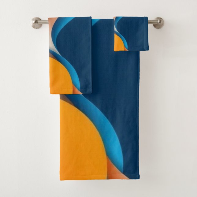 Conjunto De Toalhas Ondas Laranja e Azul (Insitu)