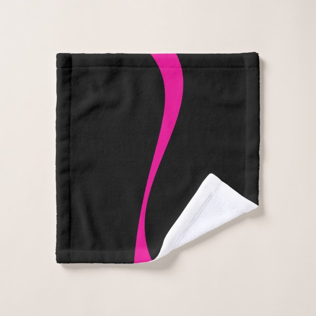 Conjunto De Toalhas Ondas simples 2 em magenta e preto (Pano de lavar)