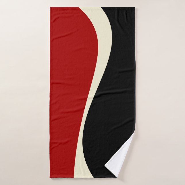 Conjunto De Toalhas Ondas Simples 2 em Vermelho e Creme (Toalha de Banho)