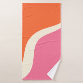 Conjunto De Toalhas Ondas Simples 3 - Rosa, Laranja e Creme