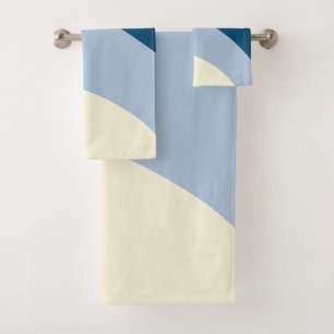 Conjunto De Toalhas Ondas Simples - Azul Escuro, Azul Claro e Creme