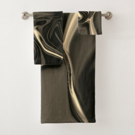 Conjunto De Toalhas ondulações de bronze sobre fundo bege acastanhado