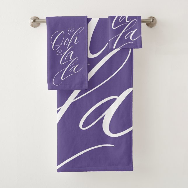 Conjunto De Toalhas Ooh La La Lettering Cor Puro Ultra Violeta (Insitu)