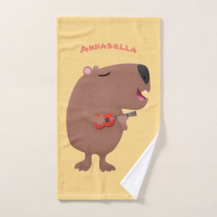 Conjunto De Toalhas Óptica desenho animado de capybara ukulele